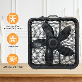 InfiniPower 20' Box Fan, 3-Speed Cooling Table Fan with Aerodynamic Shaped Fan Blades, Convenient Carry Handle and Safety Grills, For Home Office Colo