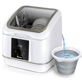 No hook up needed Portable Countertop Dishwasher,  Compact Mini Dishwasher With 7 Washing Programs, Auto Water Injection, Anti-Leakage, Fruit & Vegeta