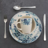 16pc Stoneware Antique Garden Dinnerware Set Blue