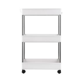 3-Tier Slide Out Storage Cart Rolling Utility Cart Storage Shelf Rack Mobile Storage Organizer Shelving for Office, Kitchen, Bedroom, Bathroom, Laundr