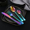 MEKBOK Colorful Silverware Set,24 piece Stainless Steel Flatware Set with Hanging Caddy,Iridescent Cutlery Utensils Set Service for 6,(Muti-colorful,