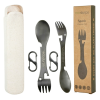 EcoSlurps 2 Spork Travel Cutlery Set - Stainless Steel Sporks with Eco-friendly Travel Case and Carry Clip - Reusable Cutlery British Brand (2 Sporks)