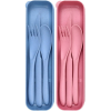 2 Pack Reusable Travel Utensils Set with Case, Wheat Straw Portable Knife Fork Spoons Tableware, Eco-Friendly Cutlery for Kids Adults Travel Picnic Ca