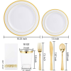 WDF Gold Plastic Plates with Gold Disposable Cutlery&Gold Plastic Cups- Napkins Sets 50Guest