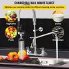 VEVOR Commercial Faucet with Pre-Rinse Sprayer, 8" Adjustable Center Wall Mount Kitchen Faucet with 12" Swivel Spout, 25" Height Compartment Sink Fauc