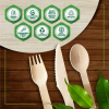 Disposable Wooden Cutlery Set - 300 Pcs Disposable Wooden Cutlery with Forks, Knives, & Spoons, Compostable & Biodegradable Utensils