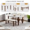 4-Piece Modern Dining Furniture Set, 4-Person Space-Saving Dinette for Kitchen, 46" Faux Marble Style Table and 2 Upholstered Chairs & Bench with Wood